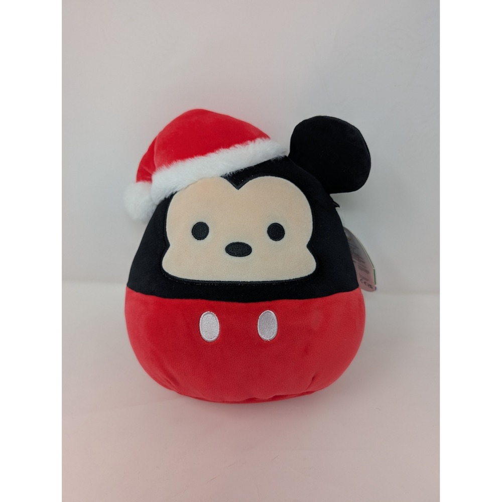 Disney Squishmallows Mickey Mouse Santa Hat Holiday Plush 8 Inch Kellytoy NWT